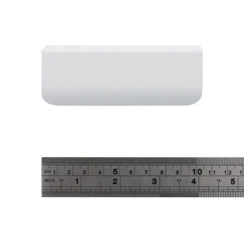 White Curved Edge Aluminum Furniture Pulls Pack 6 for Cabinets Drawers Dresser and Wardrobe 3.94 Inch Length shown with ruler