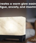 Authentic Himalayan Salt Lamp Hand Carved Modern Rectangle White Crystal Rock Salt From The Himalayas Footed Wood Base Dimmer
