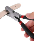 2.0mm Shoe Strap Hole Puncher For Watch Bands Leather Belts Fabric Jewelry Tags And Earring Cards One Hand Operation in use