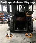 Heavy Duty Chain Drum Lifter With Rock Solid Grab Hooks For Forklifts and Self Locking 2 Ton Sling for moving 55 gal drums.