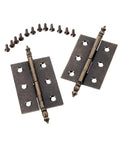 Rotating Concealed Door Hinge Set 2 Pack 55mm By 39mm Antique Bronze Cabinet Cupboard Drawer Hinges With 6 Holes and Screws