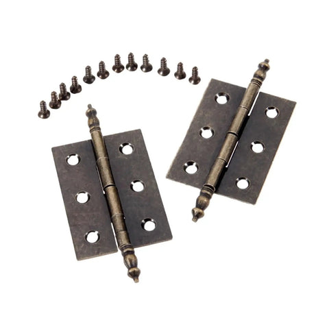Rotating Concealed Door Hinge Set 2 Pack 55mm By 39mm Antique Bronze Cabinet Cupboard Drawer Hinges With 6 Holes and Screws