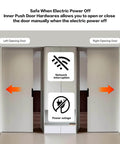 Motorized Flush Hidden Sliding Barn Door Hardware Kit for 47.2 to 59 Inch Doors, installed in home setting, showing left and right door operation options.