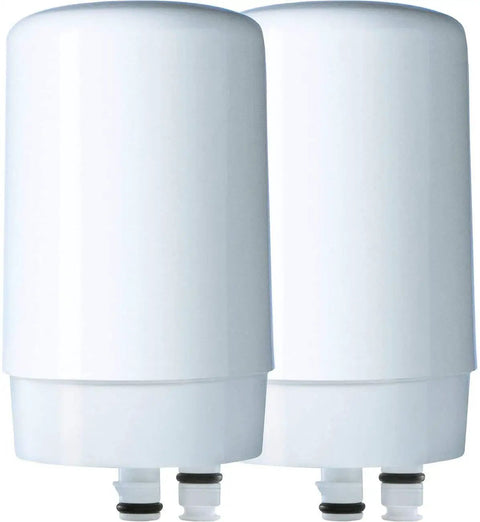 Two filters for Super Easy Faucet Water Filter System Attaches To Your Kitchen Tap For Cleaner Tasting Drinking Water No Tools Needed Includes Two Filters That Help Reduce Lead And Other Contaminants