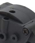 Close-up of Rock Solid Two Speed Gearbox with corrosion resistant transmission case for RC cars, heavy duty plastic and steel construction.