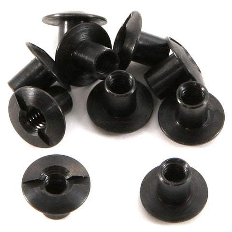 Eight Thirty Two Slotted Studs Black Oxide Finish Truss Head Hardware Quarter Inch Long for Kydex Holster Crafting, showing multiple standoff posts.