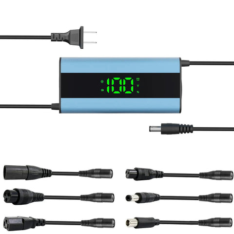 54.6V 2A Electric Scooter Charger With 6-In-1 Universal Plug For 48V E-Bikes And Scooters, Lithium Battery Compatible, Smart Display With Real-Time Voltage, Time And Battery Percentage, Fast Charging, Overcharge Protection