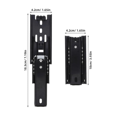 2 Pack Mini Full Extension 3 Section Ball Bearing Drawer Slides For Smooth Quiet Glide In Cabinets Dressers And Shelves Durable Metal Rails With Protective Coating Built For Daily Use, black steel, 4.2cm wide