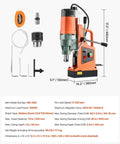 Heavy Duty 1550W Magnetic Drill Press With Powerful 2 Inch Core Bit And 13000N Holding Force For Steel Iron Metals Low Speed 0-550 RPM Reliable Copper Motor Base Stable Performance Jobsite Essential Tool with accessories.