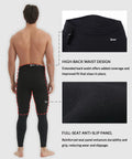 3mm Neoprene Wetsuit Pants For Men Warm Flat Stitch Swim Pants For Surfing Kayaking Snorkeling Diving Canoeing Paddle Boarding And Other Water Sports Comfortable Fit Full Range Of Motion Snug Thermal Protection Keeps You Toasty, showing back view with high-back waist design and full-seat anti-slip panel.