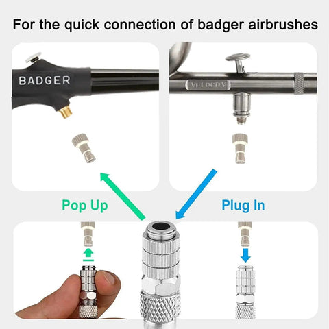 Airbrush Quick Disconnect Coupler Kit With Four One Eighth Inch Male Fittings Quick Release Adapters for Badger Airbrushes