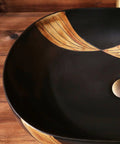 SDVantage Ceramic Bathroom Vessel Sink, Artistic Carved Countertop Basin Sink Black 59 * 40 * 15Cm with artistic pattern design