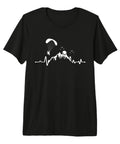 Heartbeat Powered Paragliding Tee For Paramotor Peeps Premium Tri Blend Shirt with mountain graphic, black color