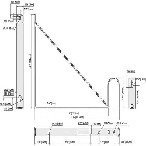 Built Tough Closet Rod Brackets And Shelf Supports 10 Pack Heavy Duty Steel Mounts dimensions diagram showing sizes and mounting details.