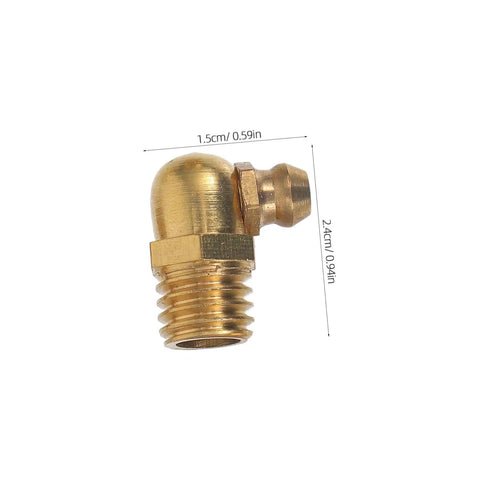 Brass 90-degree fitting from the Grease Fitting All-In-One Kit With 60 Pieces 1/4-28 SAE for vehicles and industrial equipment.