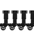 4 Pack Adjustable Table Legs With Caster Wheels For Cabinet And Bed In Cold Rolled Steel Built Beefy And Stable Modern Black Finish