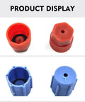 Must Have AC Service Port Caps 10 Pack For R134a Auto Air Conditioning System Maintenance with visible red and blue ABS plastic caps