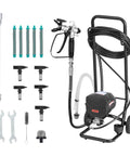 Gonna Save Your Arms For This Stand Airless Paint Sprayer 3000 Psi 650W includes hose, rod, tips, and wheeled cart for easy painting.