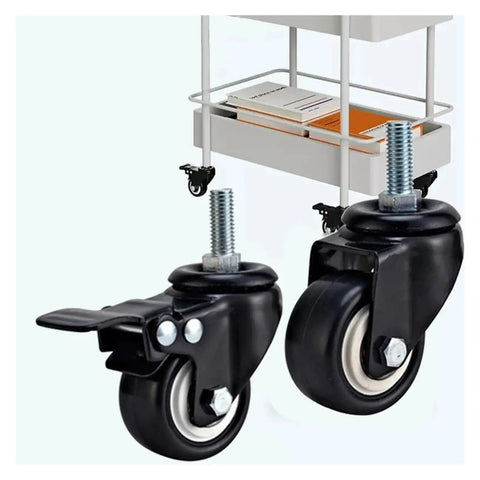 4 Pack Heavy Duty Wheel Casters for Office Chairs and Furniture, Locking Swivel Casters in Black with Brake, attached to cart