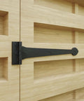 15 Inch Black Wrought Iron Strap Hinge With Spade Tip Heart Style installed on wooden door