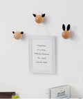 Heavy Duty Wooden Wall Mount Coat Hooks Five Pack Top Shelf Entryway Storage with animal shapes and decorative frame.