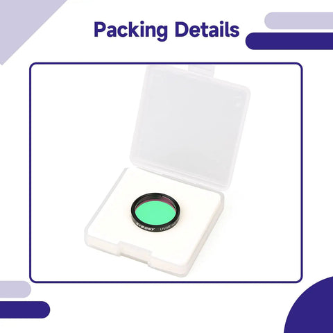Image of 1.25 Inch UV IR Cut Telescope Filter Keeps Planetary Shots Crisp By Blocking Ultraviolet And Infrared Light With Multi Coated Optics Great Lens Protection For CCD DSLR WebCam Astrophotography in open clear case.