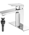 Chrome One Hole Bathroom Faucet With Single Handle Control Solid Brass Construction Pop Up Drain in modern design.