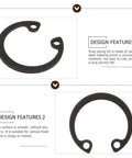 Steel Snap Ring Assortment Kit With Rotatable Circlips For Maintenance And Repair, durable steel retaining rings close-up.