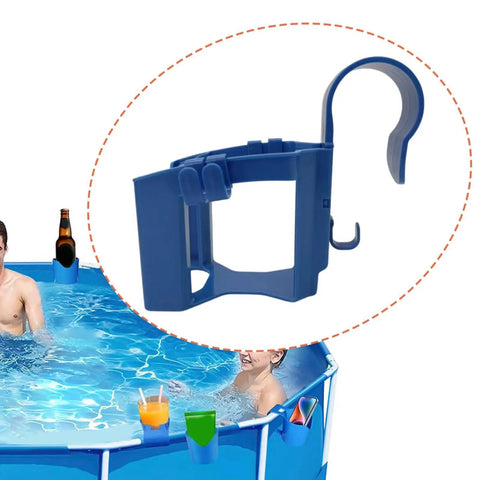Poolside Cup Holder Detachable Drinks Stand For Pool Bar Edge Beverage Storage Accessory shown attached to pool edge