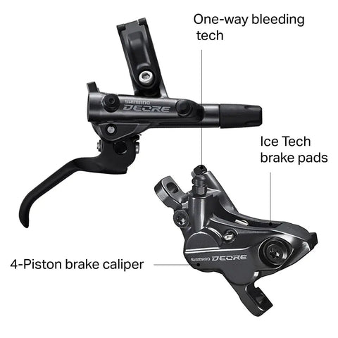 Deore BR M6120 Hydraulic Disc Brake Front Caliper Kit for MTB with Hose Lever Bleed Block Mounting Bolts Olive and Barb and Grommet