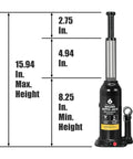 6 Ton Hydraulic Bottle Jack for Cars, Trucks, and SUVs with a Beefy 8.25 to 15.95 Inch Lift Range, 12,000 Lbs Capacity shown