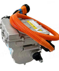 Rugged Build 320V Electric Vehicle AC Scroll Compressor With Integrated Inverter And Smart Controller, compact unit with orange wires.