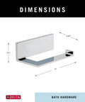 Single Post Toilet Paper Holder In Polished Chrome Wall Mounted Bathroom Accessory Minimalist Design dimensions illustration