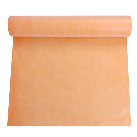 Beefed Up Waterproof Membrane Roll 430 Sq Ft 20 Mil Thick 3.3 By 131 Feet PE Fabric Tile Underlayment Orange 0.5 Mm unrolled view