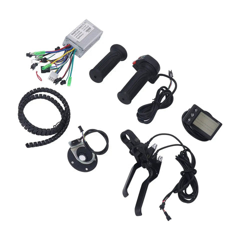 Dope 36V 48V 350W Brushless Motor Controller Kit With S866 LCD Panel For DIY Electric Bike Conversion Twist Throttle Brake Handle Power Assist Sensor Wiring Grooved Housing For Folding Car Setup components.