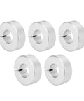 Top Tier Aluminum Alloy Shaft Collars 5 Pcs Two Thirds Inch Heavy Duty Clamping For Machinery Fixing And Positioning Keeps Load Slim Sick Flex Use In Your Garage Shop Always Reliable No Hassle Get Job Done Fast Smooth Day By Day. five aluminum shaft collars on white background