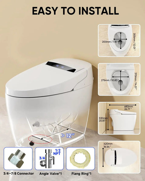 Real Deal Auto Sensor Smart Toilet With Integrated Bidet Warm Water Spray Dryer Badass Flush Design Low Flow Bowl Super Quiet Soft Close Zero Hassle Maintenance