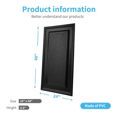 White Diamond 3D Wall Panels Dope Look for Interior Decor Lightweight PVC Sheets Fire Resistant Easy DIY Install Modern Textured Accent Wall Includes 12 Tiles Covering 32 Sq Ft, black PVC panel size info