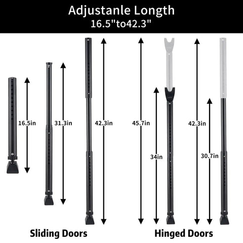 Two Pack 2 In 1 Door Security Bar And Sliding Patio Door Stopper Jammer adjustable lengths for sliding and hinged doors
