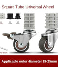 Pack Of Four 1.5 Inch Stainless Steel Stem Casters For Furniture And Racks With Silent Brakes, Square Tube, 19 22 25 Size Options