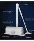 Heavy Duty Automatic Door Closer With Dual Spring Hydraulic Buffer Smooth Silent Close Multiple Speed Settings Fits 25Kg To 80Kg Doors Built In Stopper Easy Install For Home Or Office