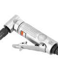 Badass Heavy Duty Pneumatic Angle Die Grinder Featuring 90 Degree Head 25000 RPM Slick Air Motor, silver metal design.