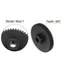 Mod 1 48T Pinion Gear With 8mm Bore For RC Cars And Trucks, Hardened 45 Carbon Steel Pinion Drive Gear side and close-up view