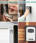 Outdoor Key Lock Box Wall Mount Waterproof Safe With Resettable Combination Code Zinc Alloy Key Storage Box For Spare Keys 5 Key Capacity With Mounting Kit