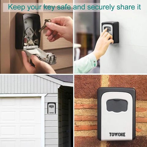 Outdoor Key Lock Box Wall Mount Waterproof Safe With Resettable Combination Code Zinc Alloy Key Storage Box For Spare Keys 5 Key Capacity With Mounting Kit