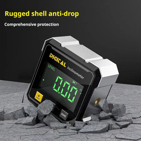 Digital Angle Finder With Laser And Four Side Magnetic Gauge For Woodworking, Cube Inclinometer, Table Saw Protractor, Precise Measuring Tool With LED Display For Quick Absolute And Relative Angles, Level Box For Hanging, rugged shell