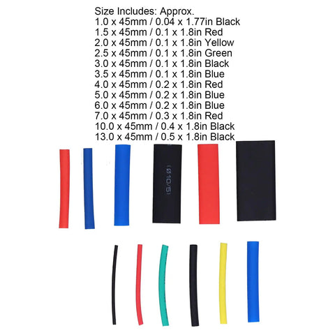Massive 750 Piece Heat Shrink Tubing Kit For Electric Wiring Repair, Durable PE Dielectric Sleeves Snugly Wrapping Cables With Fast 100 Degree Melt And Tough 2 To 1 Shrinkage Assortment Is Totally Awesome, assorted heat shrink tubes sizes and colors