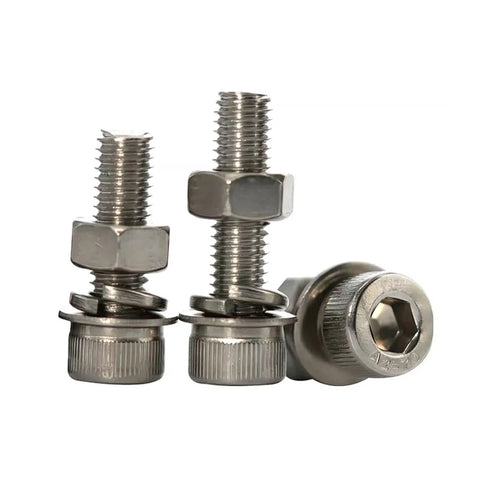 Beefy 304 Stainless Steel M6 Hex Socket Head Cap Screws And Nuts Kit 20 Sets Per Size Built For Indoor And Outdoor Use Tough Corrosion Resistant Fasteners, close-up