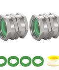 Stainless Steel 304 Female To Female Garden Hose Adapter Three Quarter Inch GHT Quick Swivel Connector For Double Hose Fittings Leak Proof No Fuss Heavy Duty Easy Install Lead Free Construction Corrosion Resistant Fits Standard Garden Hoses, 2-pack with seals