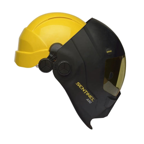Side view of Sentinel A50 Hard Hat Adapter Kit with Two Ratchet Style Adapters for 0700000800 Sentinel Welding Helmet